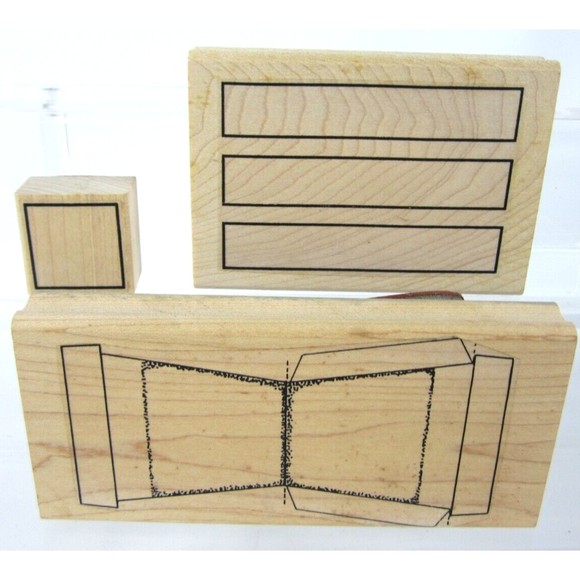 Vintage Limited Edition Rubber Stamps Wood Lot of 3 Shapes 3D - Picture 1 of 8